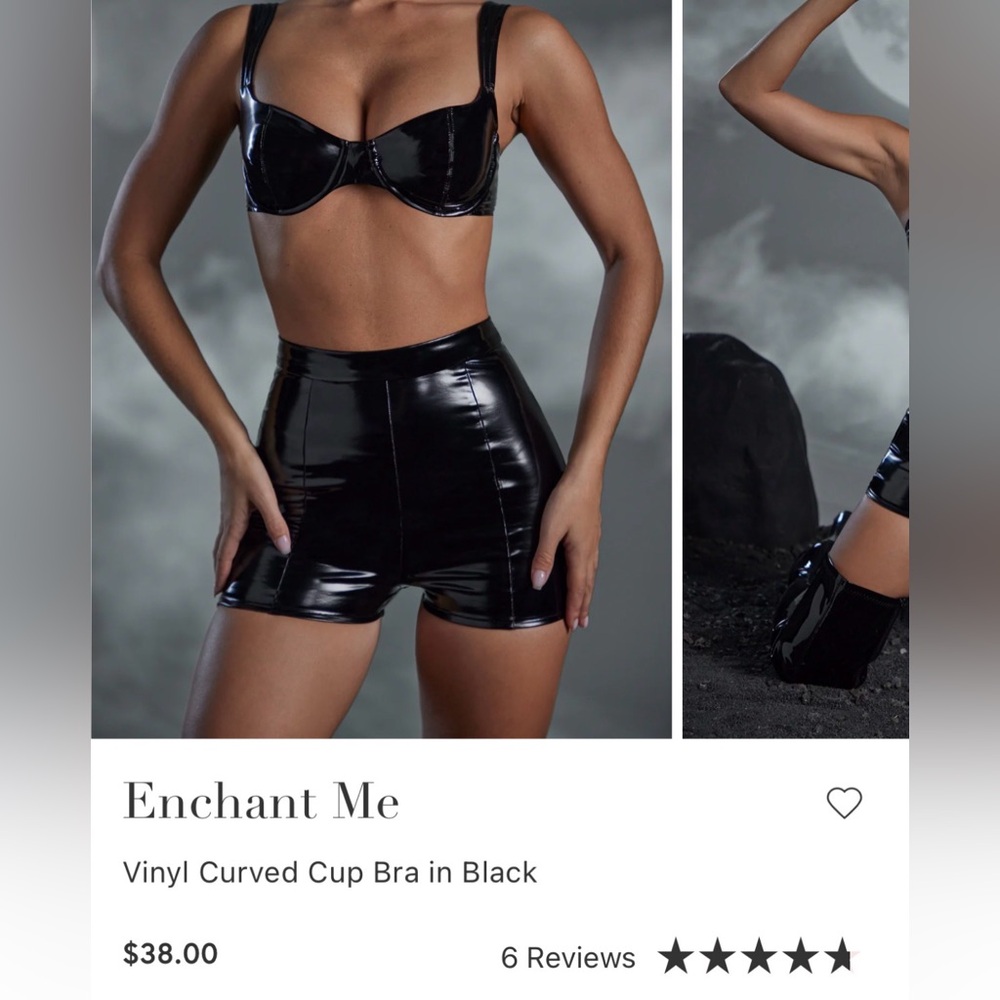 Black Vinyl Curved Cup Bra